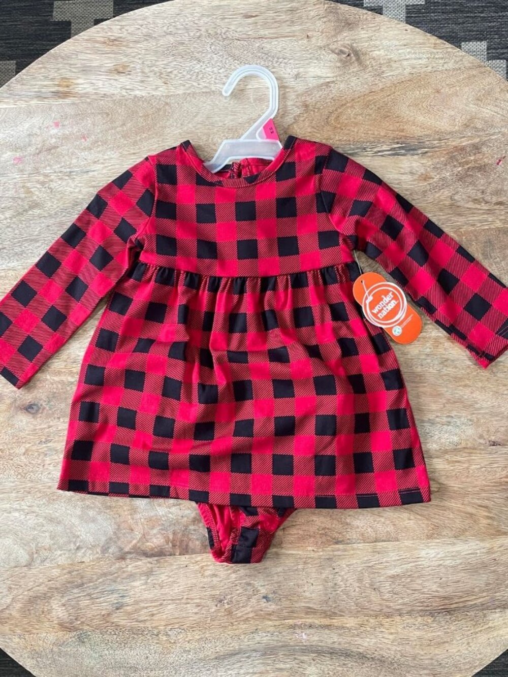5/$20 NEW 2Pc 6-9M Girls Buffalo Check Dress Set